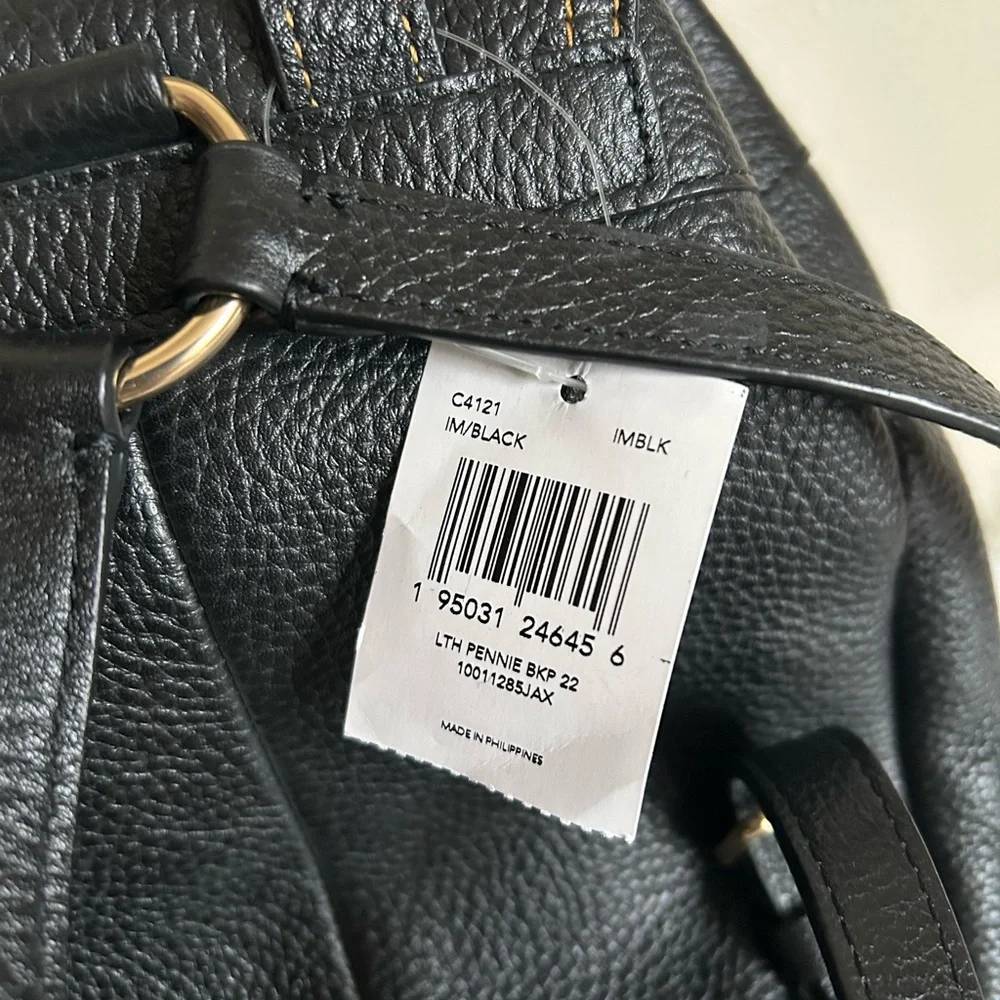 Coach Pennie 22 Black Pebbled Leather Backpack NWT‎ C4121